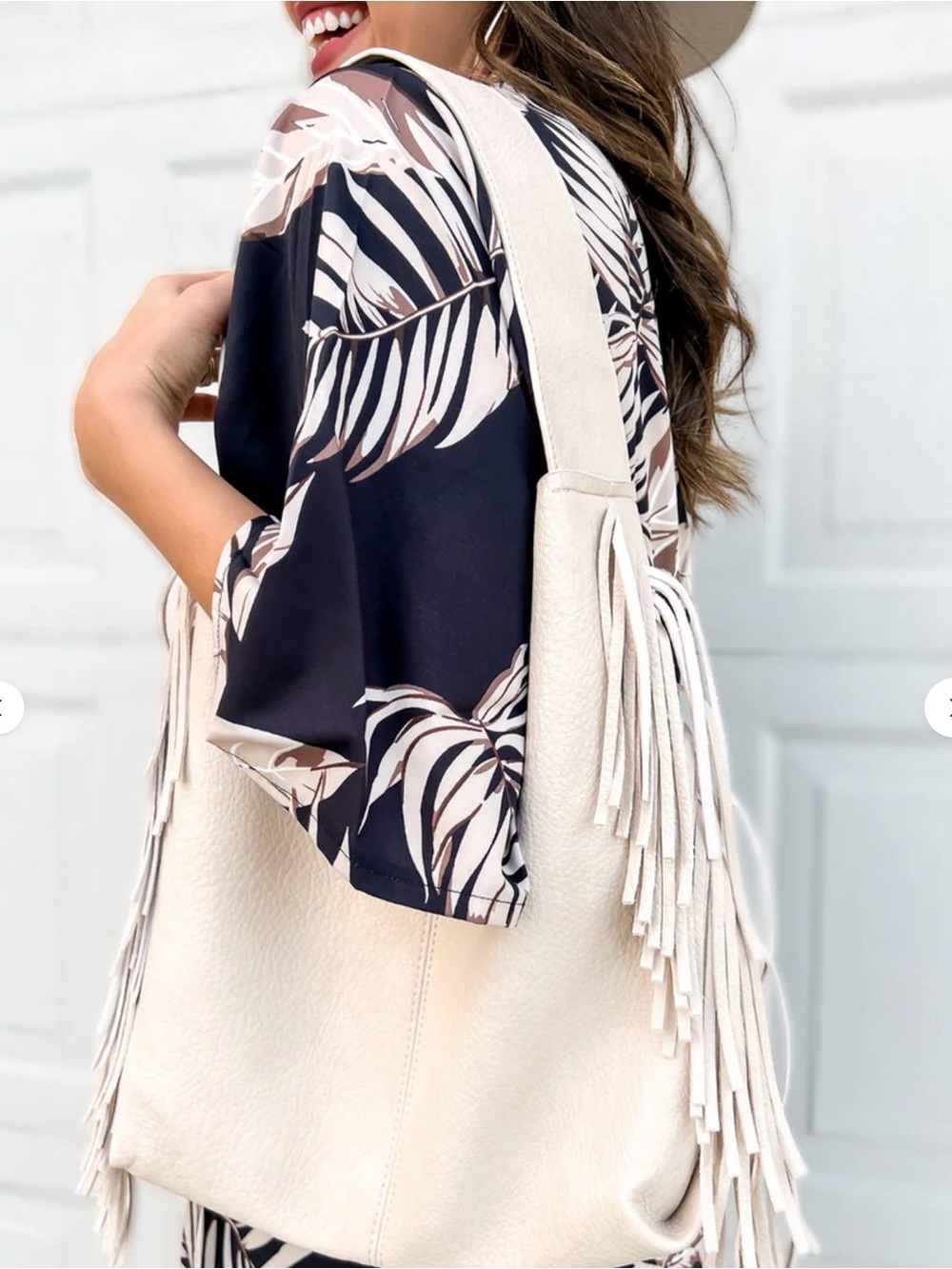 Soho Cream Fringe Hobo Bag